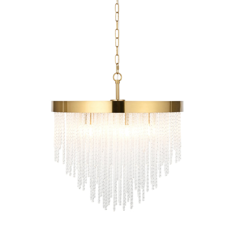 Endon Anistoria 5 Light Chandelier in brushed aged brass with clear glass