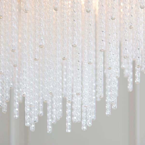 Close-up of the clear glass on the Anistoria 5 Light Chandelier