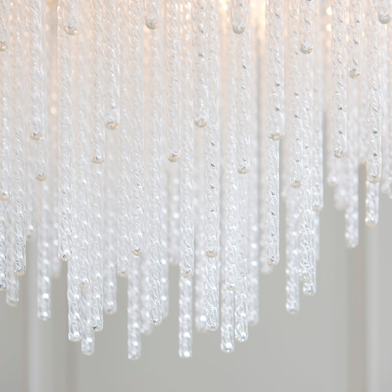 Close-up of the clear glass on the Anistoria 5 Light Chandelier