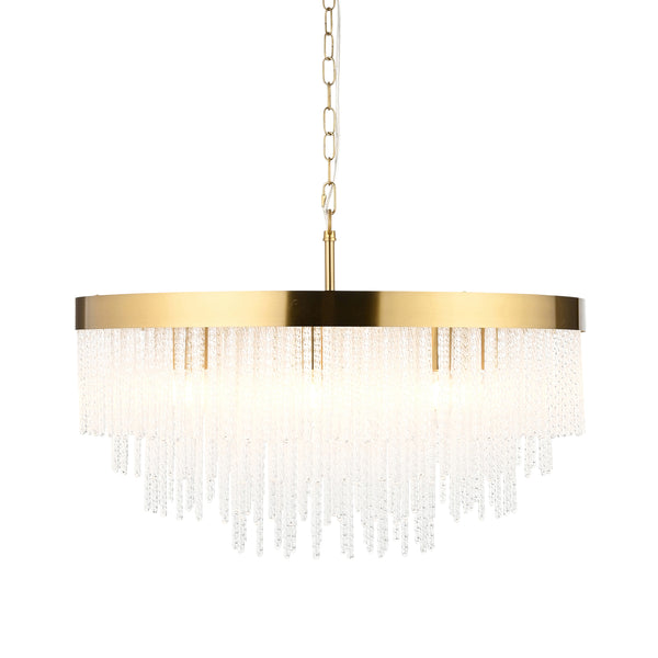 Endon Anistoria Grand 9 Light Chandelier in brushed aged brass with clear glass