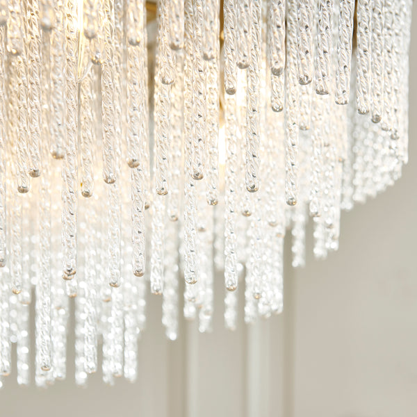 Close-up of the clear glass on the Anistoria Grand 9 Light Chandelier