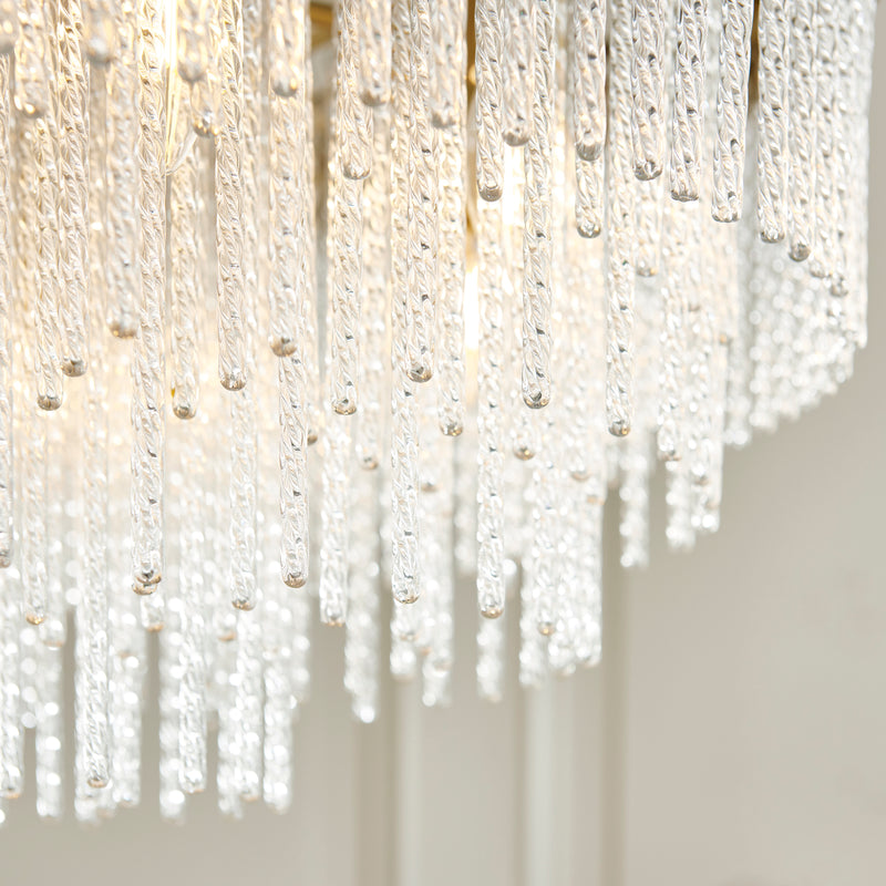 Close-up of the clear glass on the Anistoria Grand 9 Light Chandelier