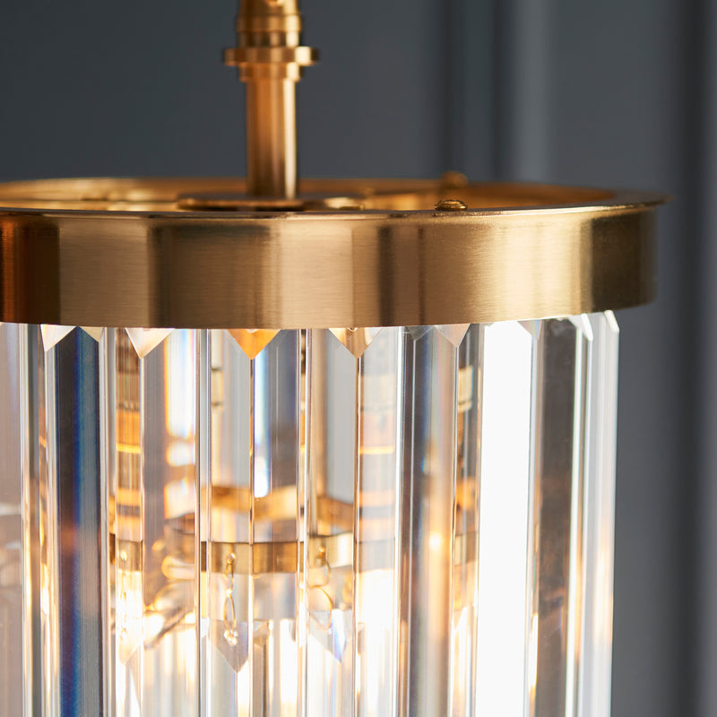 Close-up of the clear cut glass on the Conaston Pendant