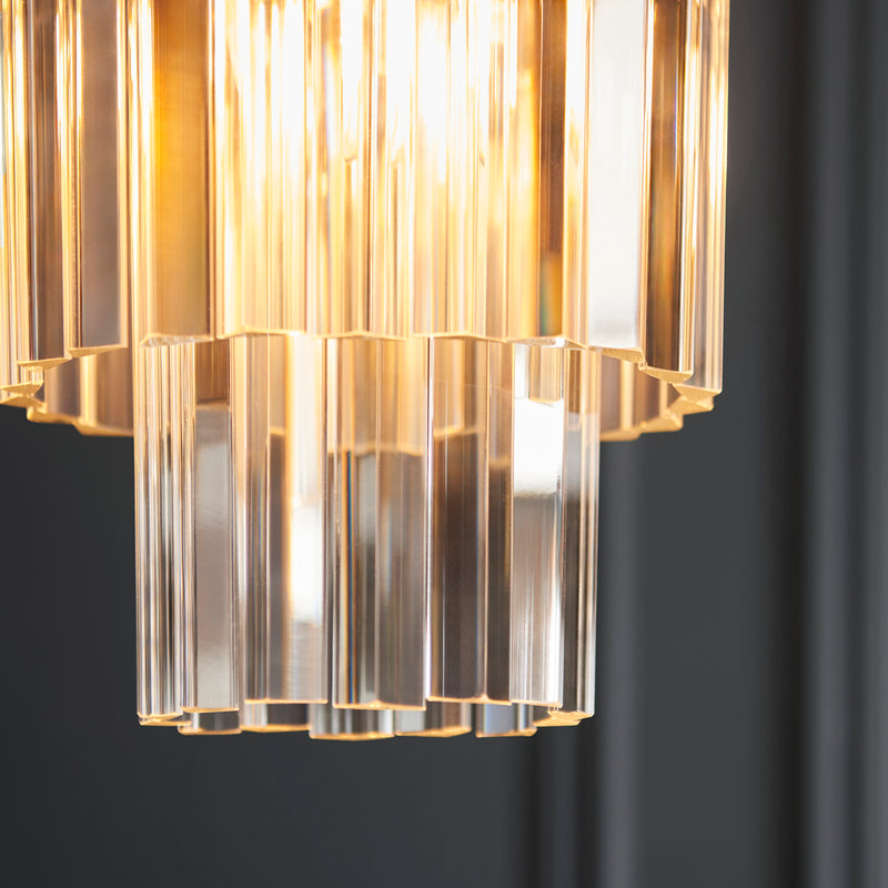 Detail of the brushed aged brass finish on the Conaston Pendant