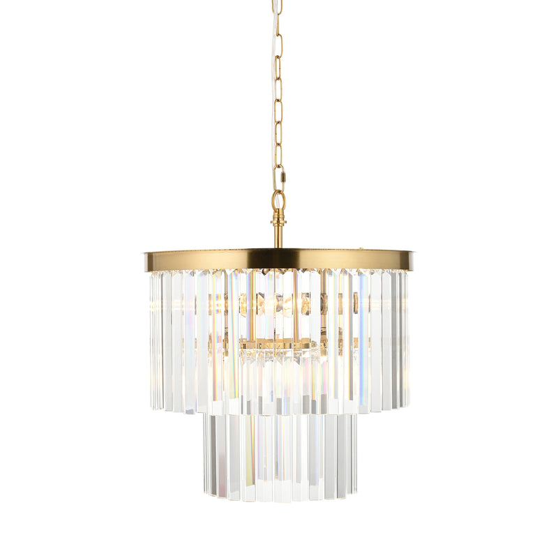 Endon Conaston 4 Light Chandelier in brushed aged brass with clear cut glass