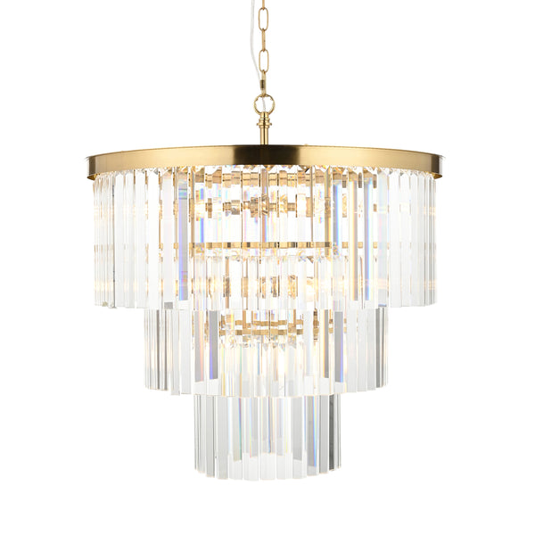 Endon Conaston 7 Light Chandelier in brushed aged brass with clear cut glass