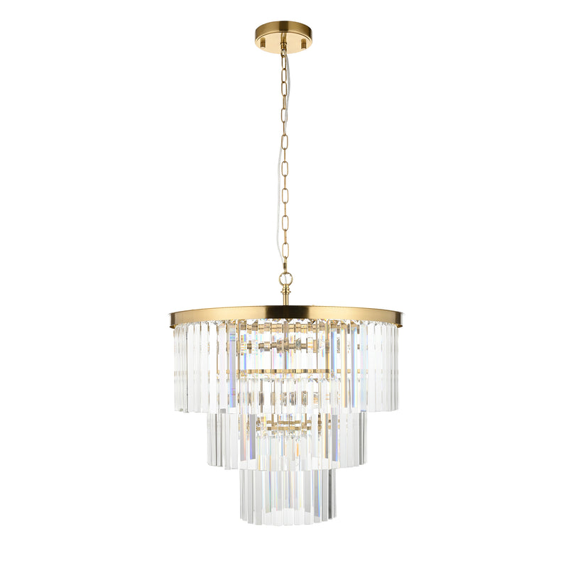 Conaston 7 Light Chandelier – alternative view in brushed aged brass