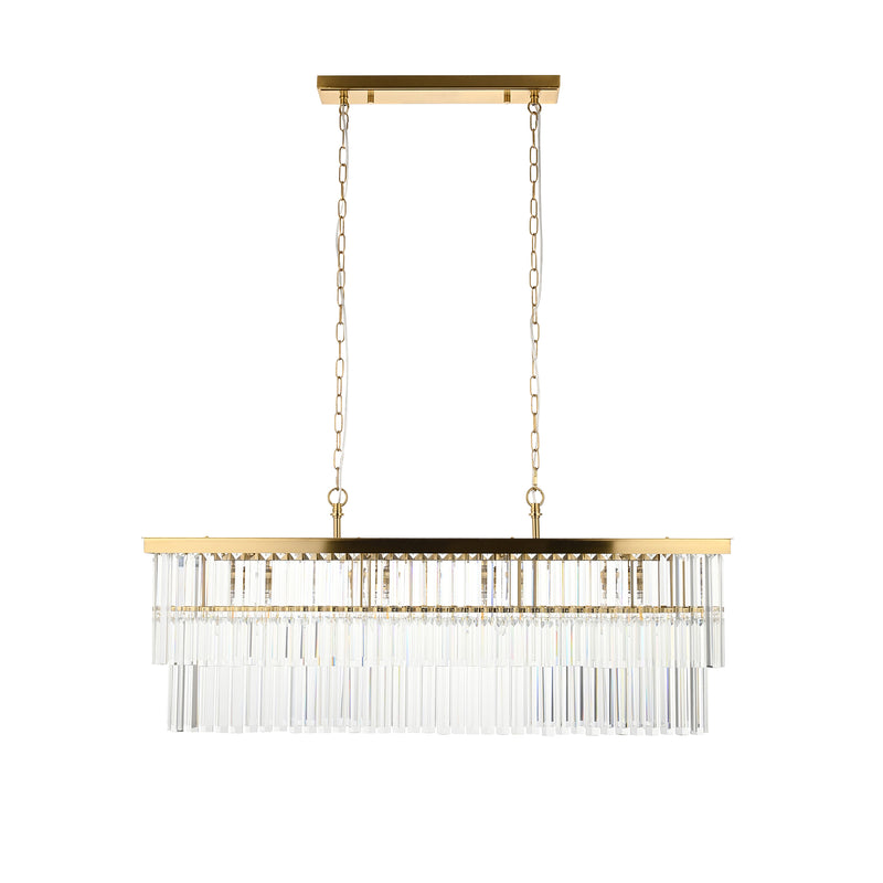Close-up of the Conaston 4 Light Linear Chandelier ceiling plate and fittings