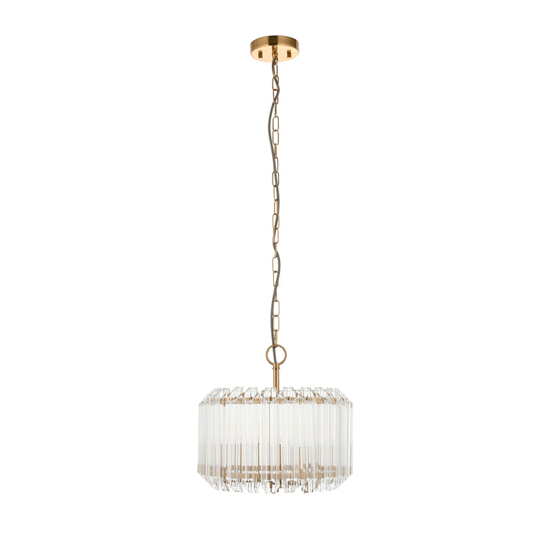 Valentina 3 Light Pendant – alternative view in brushed aged brass