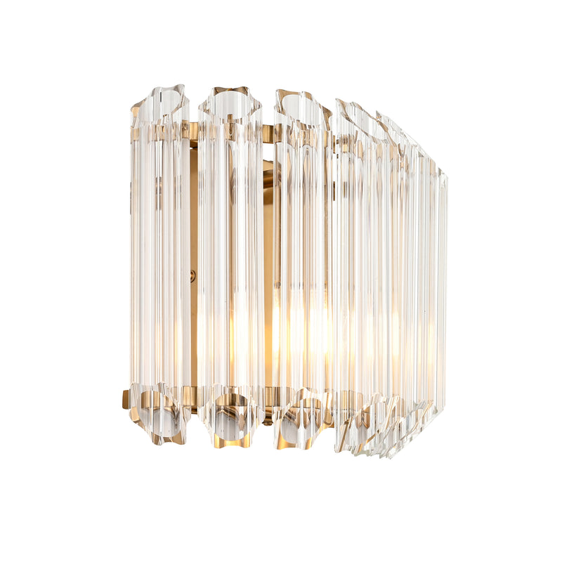 Endon Valentina Wall Light in brushed aged brass with clear glass