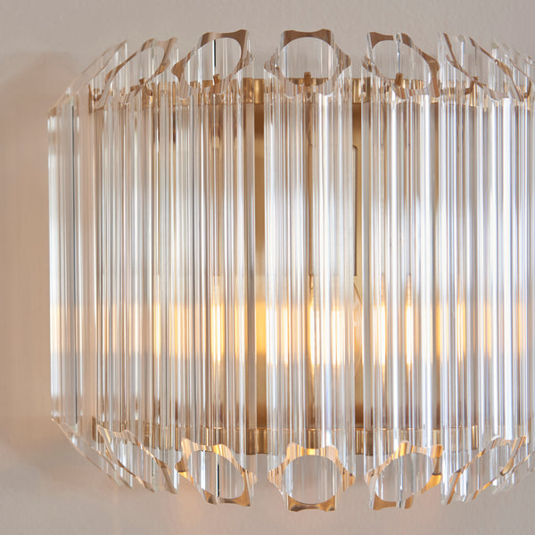Close-up of the clear glass on the Valentina Wall Light