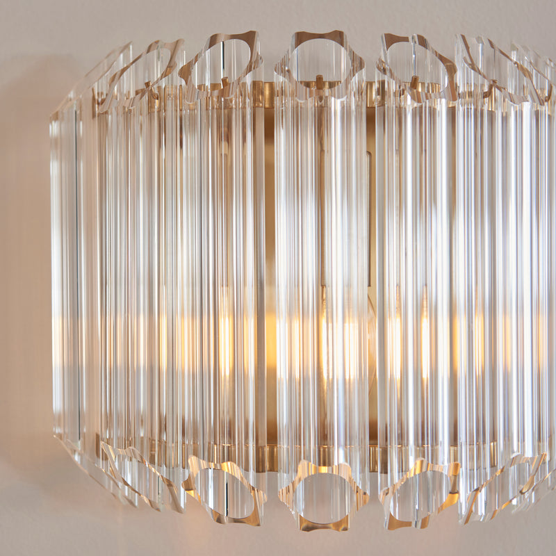 Close-up of the clear glass on the Valentina Wall Light