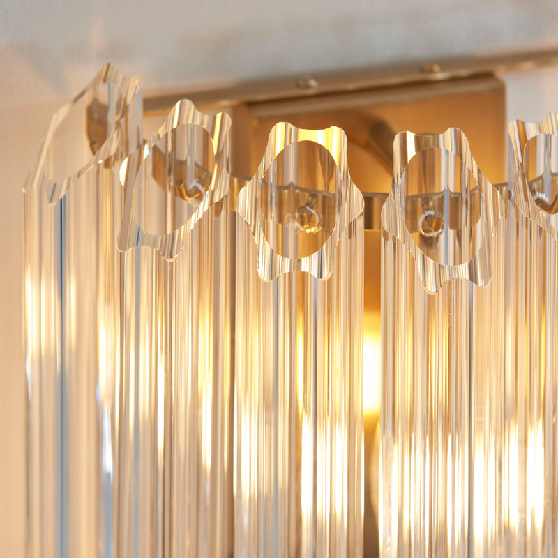 Detail of the brushed aged brass finish on the Valentina Wall Light