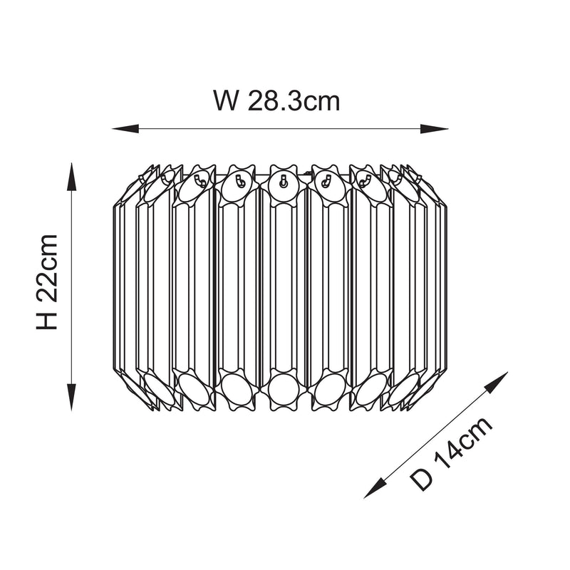 Valentina Wall Light dimension drawing showing height, width and projection
