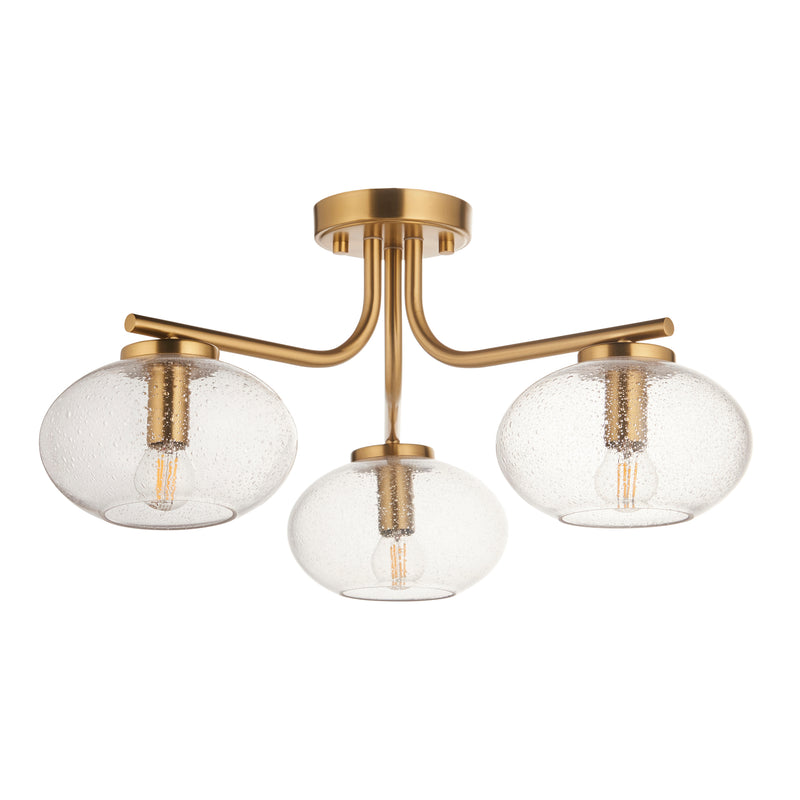 Close-up of the Jacob 3 Light Semi Flush Ceiling Light ceiling plate and fittings