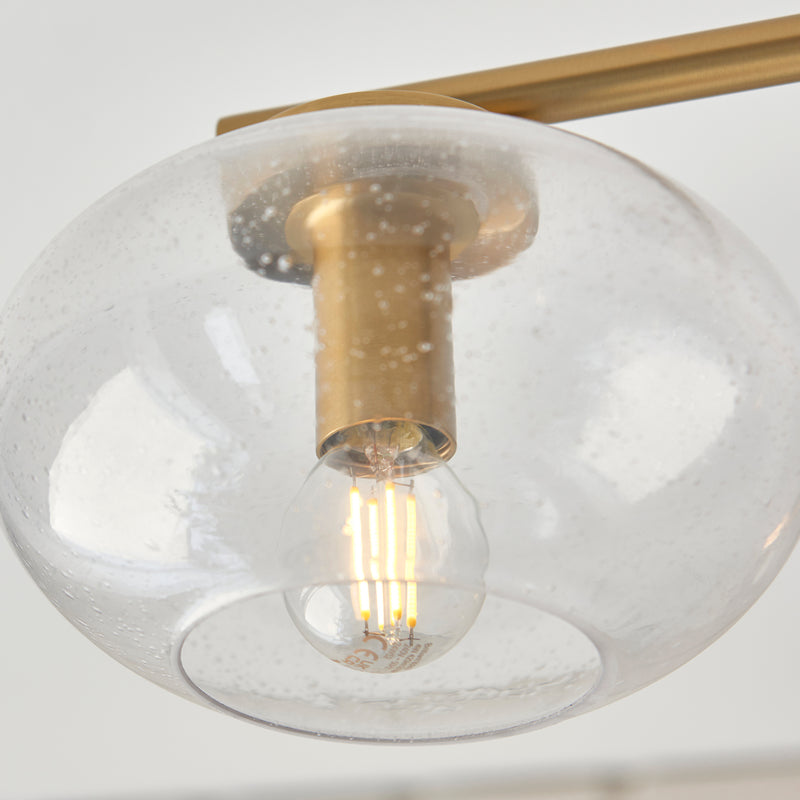 Jacob 5 Light Semi Flush Ceiling Light detail showing the clear bubble glass and fittings