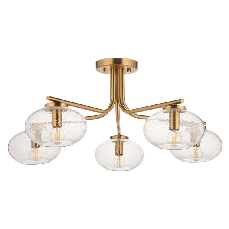 Close-up of the Jacob 5 Light Semi Flush Ceiling Light ceiling plate and fittings