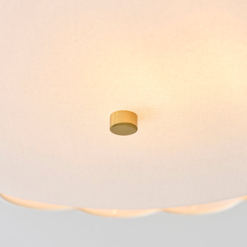 Close-up of the vintage white cotton on the Serene 2 Light Flush Ceiling Light