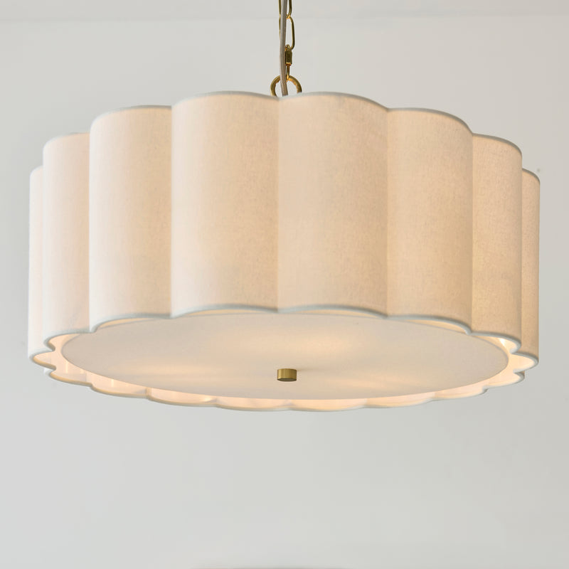 Close-up of the vintage white cotton on the Serene 3 Light Pendant