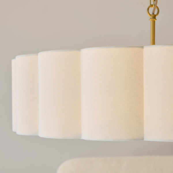 Close-up of the vintage white cotton on the Serene 6 Light Pendant