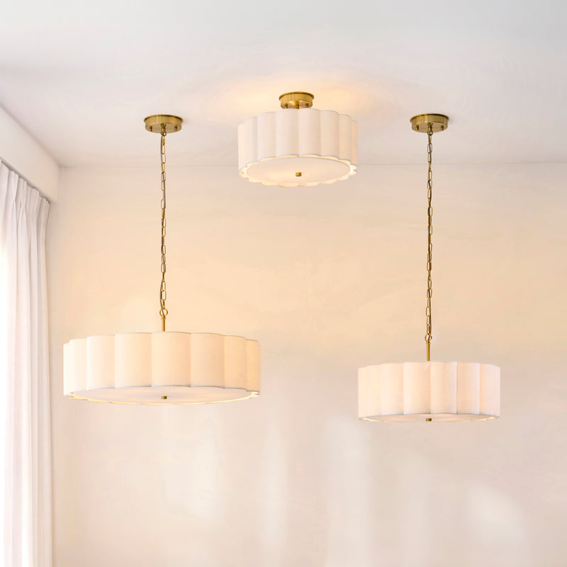 Close-up of the Serene 6 Light Pendant ceiling plate and fittings