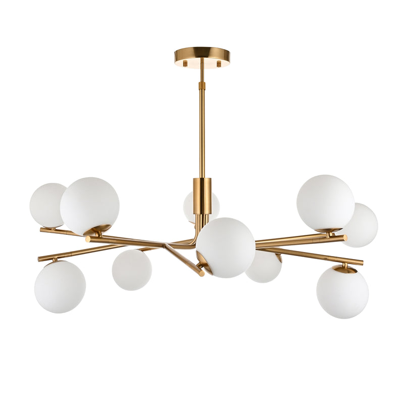 Aaron 10 Light Globe Pendant – alternative view in brushed aged brass