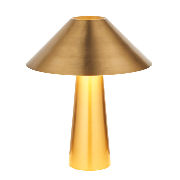 Endon Isak Table Lamp in brushed aged brass on a white background