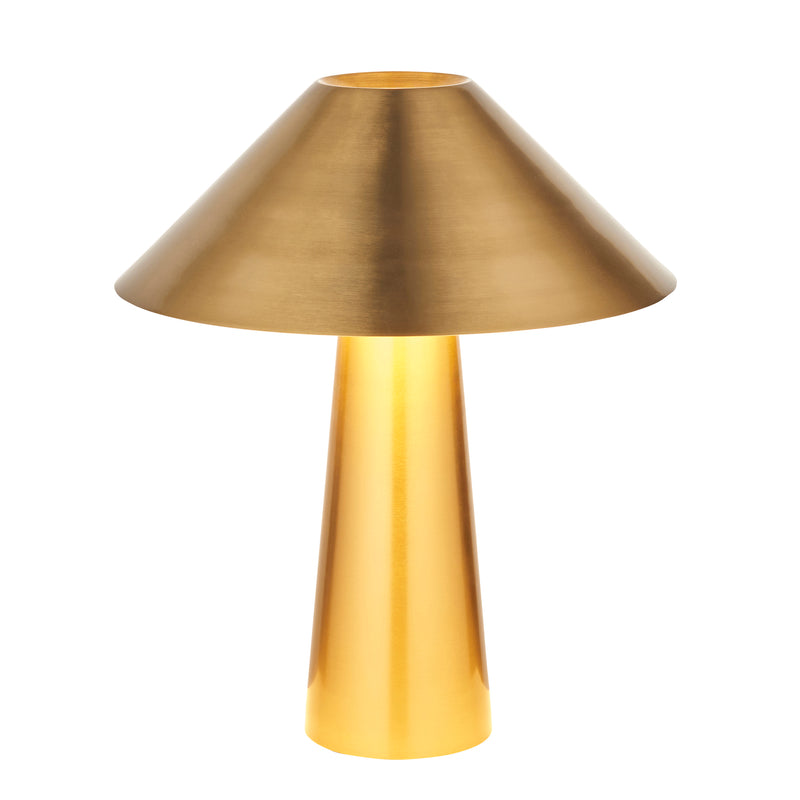 Endon Isak Table Lamp in brushed aged brass on a white background