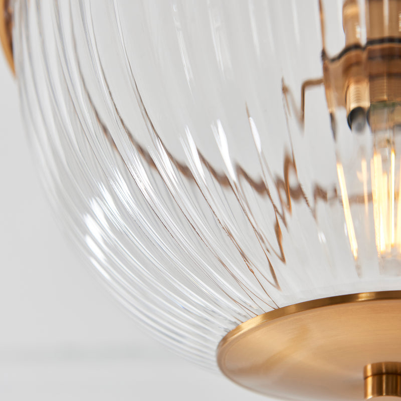 Detail of the vintage brass finish on the Somerset Uplighter Flush Ceiling Light
