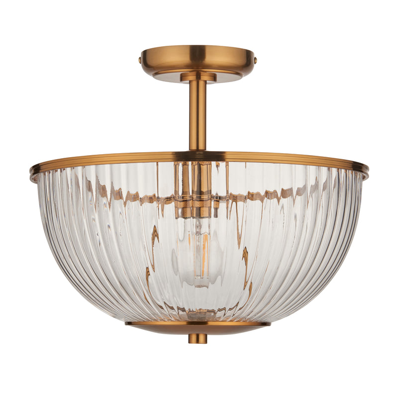 Somerset Uplighter Flush Ceiling Light – alternative view in vintage brass