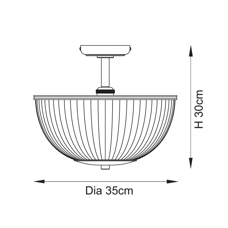 Somerset Uplighter Flush Ceiling Light dimension drawing showing width and depth