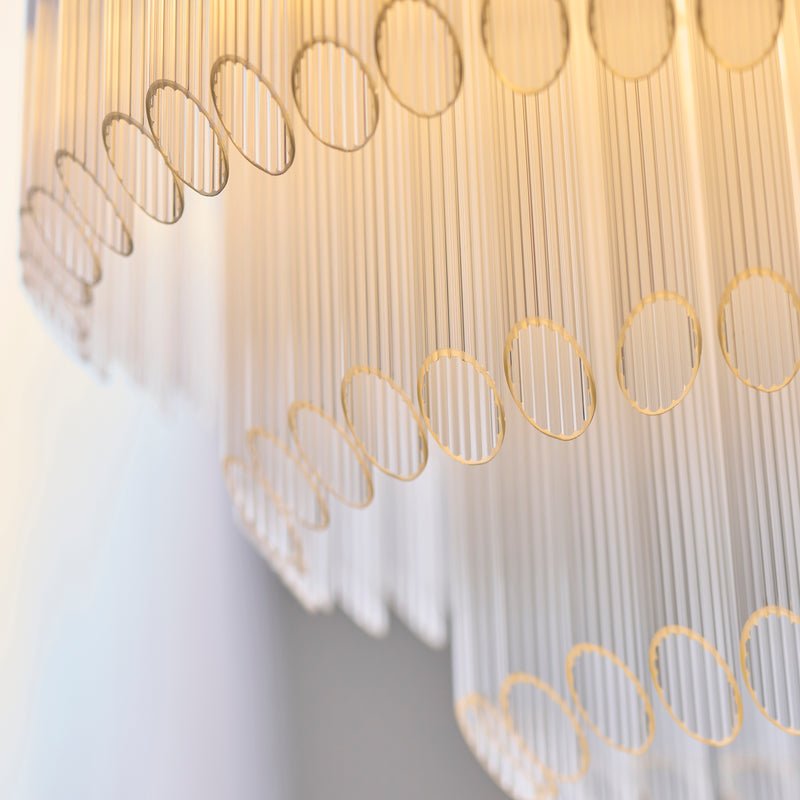 Detail of the brushed aged brass finish on the Montpellier 3 Light Chandelier