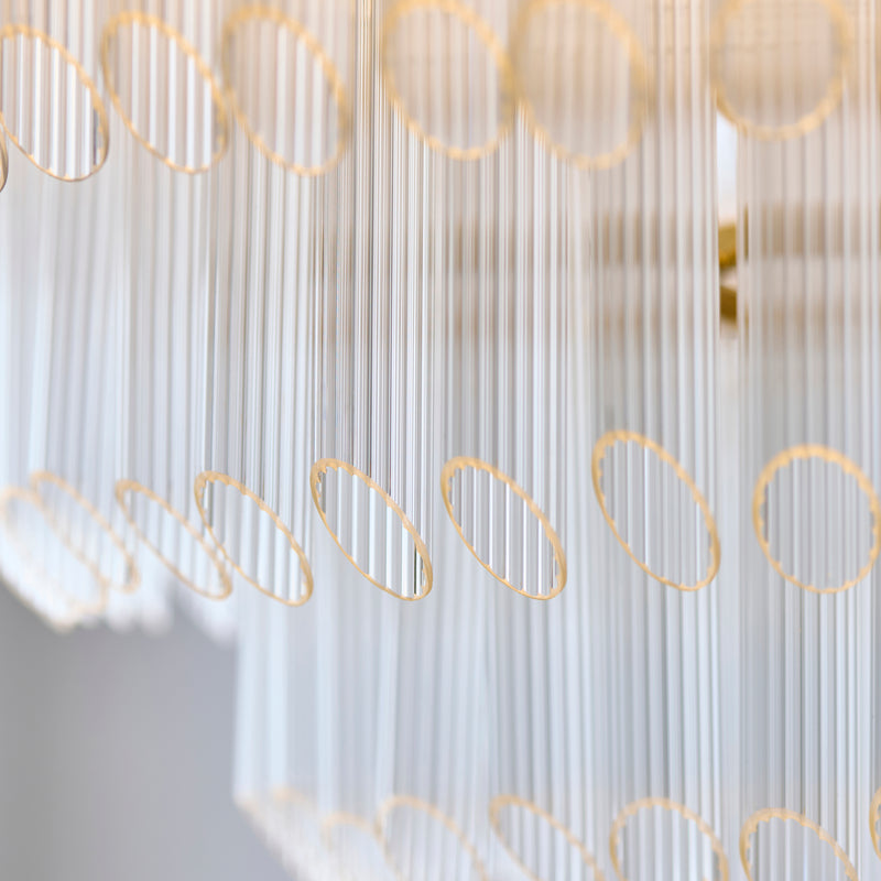 Detail of the brushed aged brass finish on the Montpellier 6 Light Chandelier