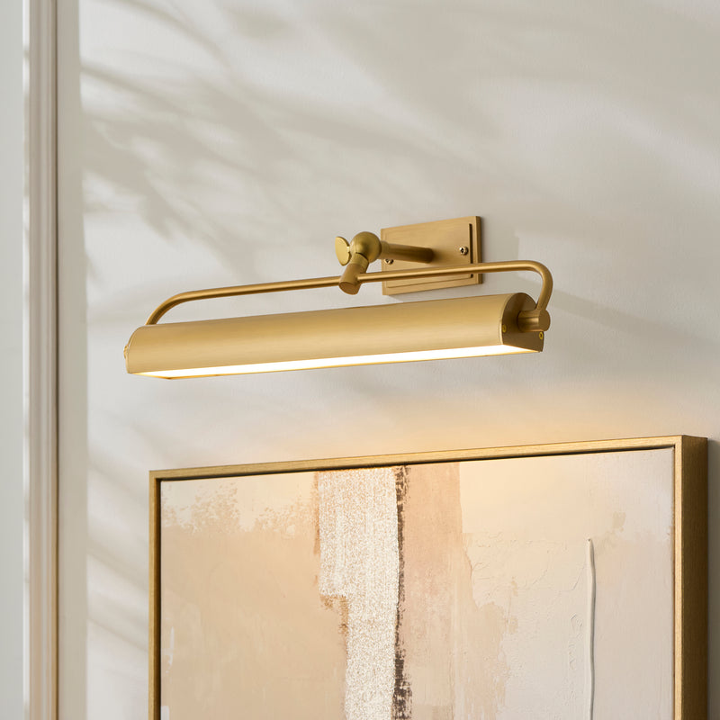 Nantes Rechargeable Picture Light lit up in a styled living room