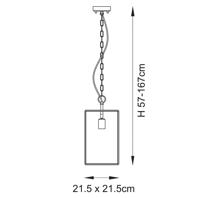 Hammond Grand Lantern Pendant dimension drawing showing width and drop