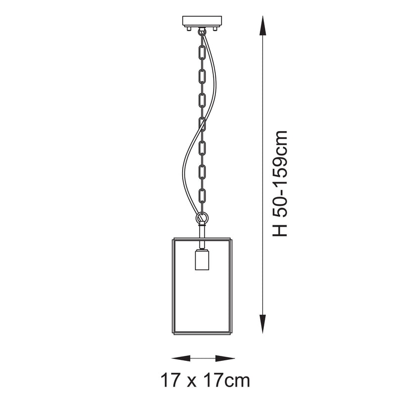 Hammond Lantern Pendant dimension drawing showing width and drop