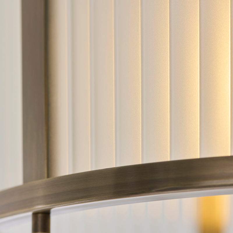Ridgeton Frosted Flush Ceiling Light detail showing the frosted ribbed glass and fittings
