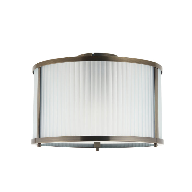 Ridgeton Frosted Flush Ceiling Light – alternative view in antique brass