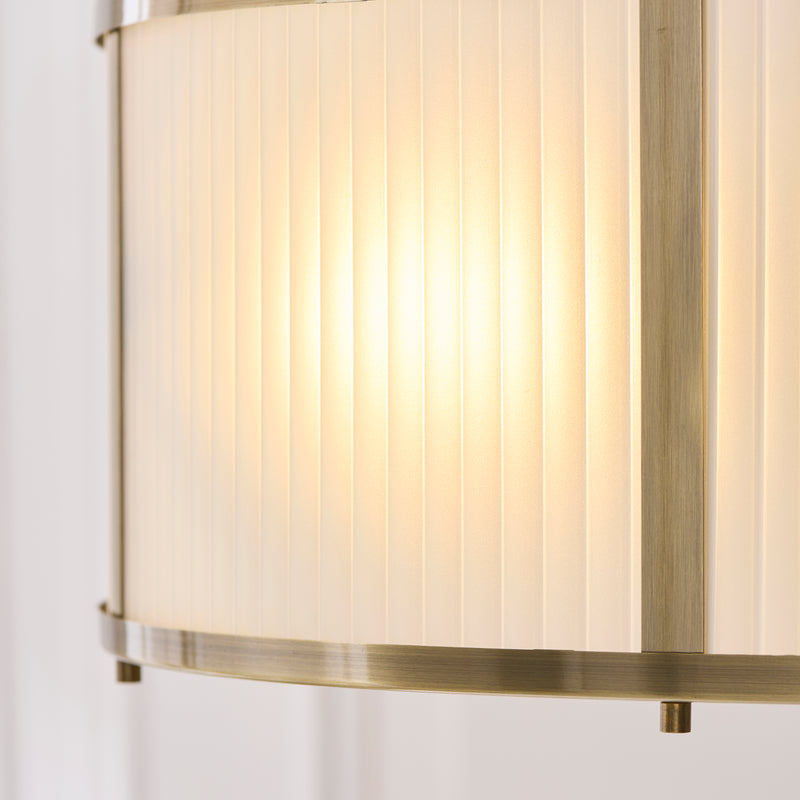 Ridgeton Frosted 3 Light Pendant detail showing the frosted ribbed glass and fittings