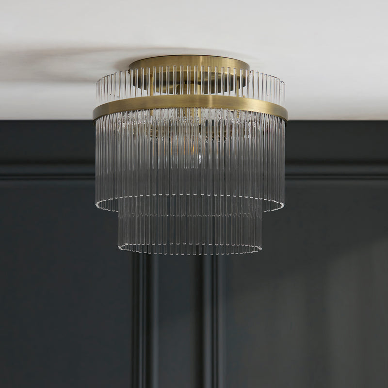 Close-up of the clear glass on the Marietta Flush Ceiling Light