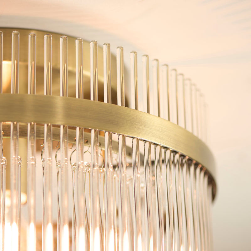 Marietta Flush Ceiling Light detail showing the clear glass and fittings