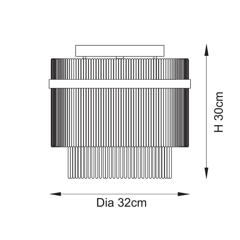 Marietta Flush Ceiling Light dimension drawing showing width and depth