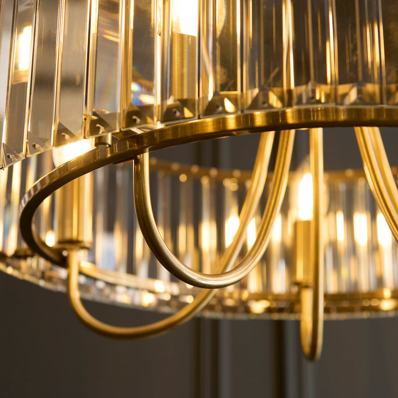Detail of the antique brass finish on the Visconti 5 Light Chandelier