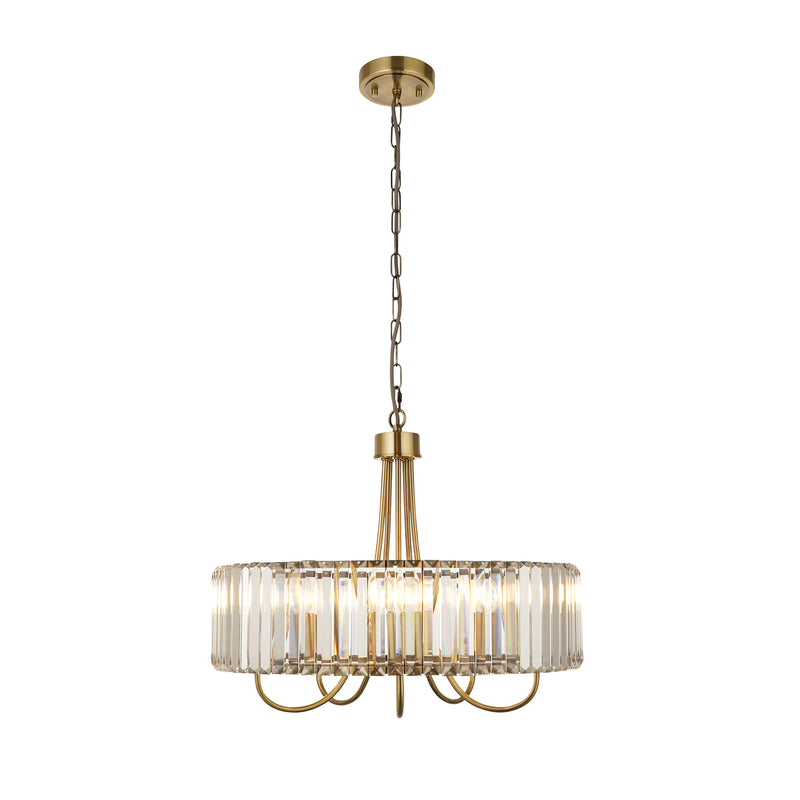 Close-up of the Visconti 5 Light Chandelier ceiling plate and fittings