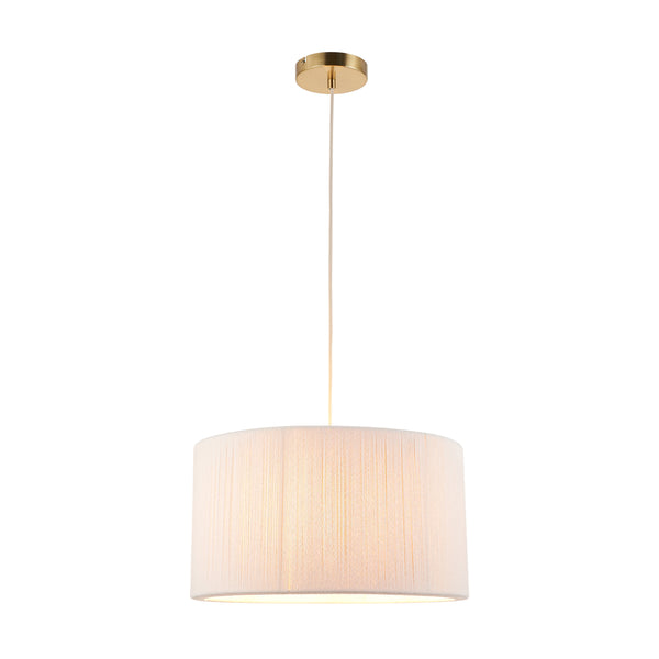 Endon Noah Pendant in brushed brass and cream cotton