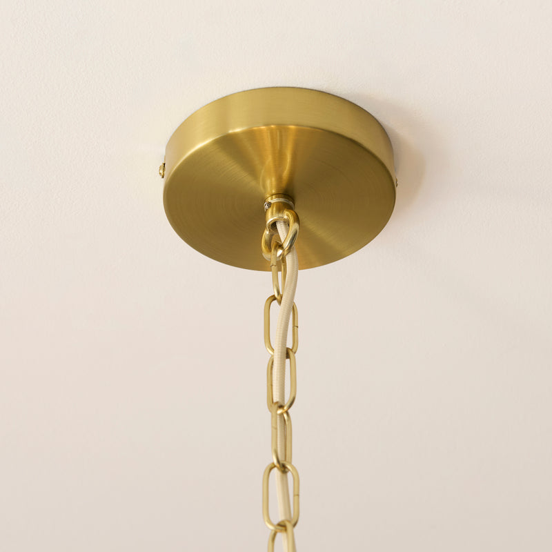 Noah 5 Light Tiered Pendant detail showing the metalwork and fittings