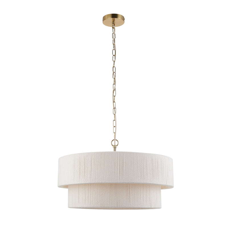 Noah 5 Light Tiered Pendant dimension drawing showing width and drop