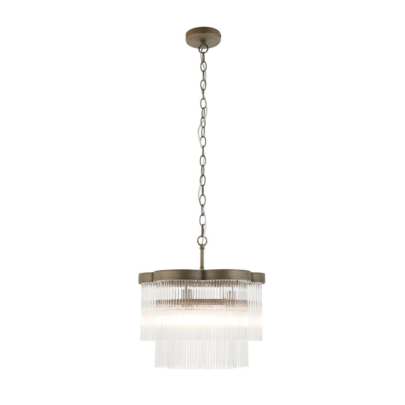 Endon Lucille 3 Light Chandelier in antique brass with clear glass