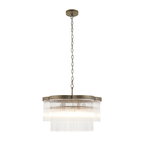 Endon Lucille 5 Light Chandelier in antique brass with clear glass