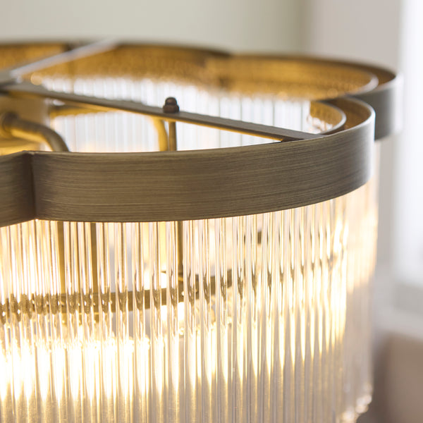 Close-up of the clear glass on the Lucille 5 Light Chandelier